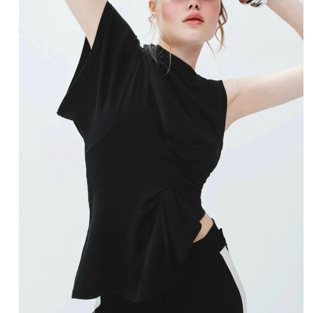 A.W.A.K.E. Mode Knotted Jersey black Top Medium